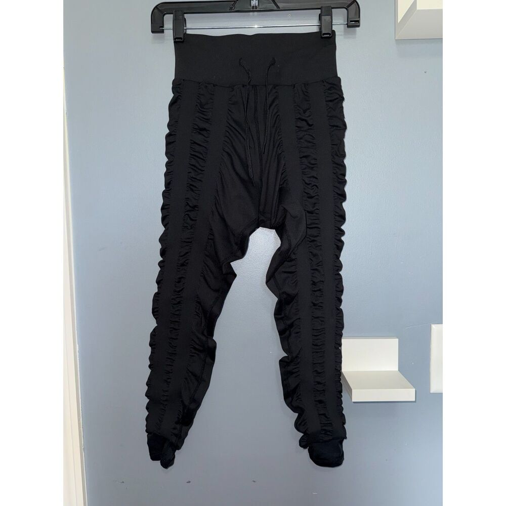 Skinnify Black Resistance Band Ruched Workout Leggings | Size Small | Athleisure